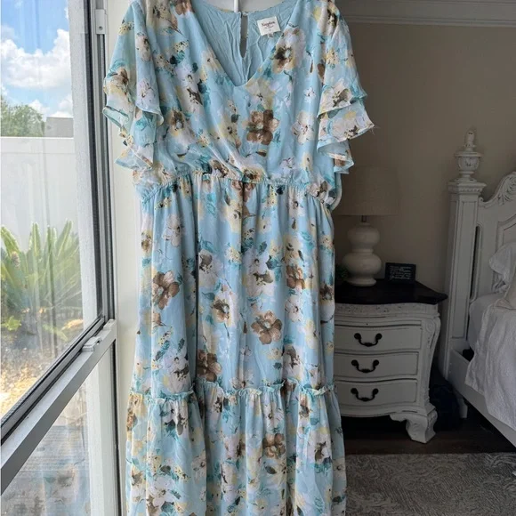 Hayden Dresses | Hayden Floral Maxi Dress - Blue and Brown | Color: Blue/Brown | Size: 2X | Scarver1970'S Closet